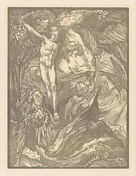 Perseus ja merihirviö Perseus ja lohikäärme, tulosta hollantilaiselle paperille