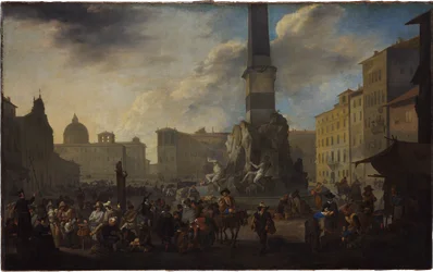Roomalainen markkinanäkymä Piazza Navonalla