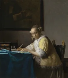 Lady kirjoittamassa