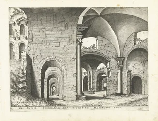 Näkymä Diocletianuksen kylpylöille Rooman rauniot, 1561 (sarjan nimi)