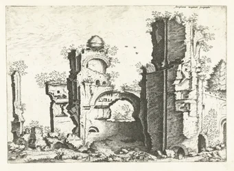 Näkymä raunioille, mahdollisesti Caracallan kylpylöille Rooman rauniot, 1561 (sarjan nimi)