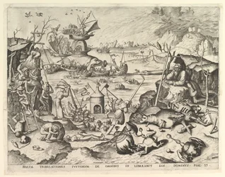 Pyhän Antoniuksen kiusaus.n.d. Tekijät: Johannes van Doetecum I, Lucas van Doetecum.