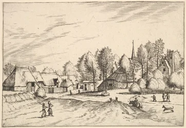 Maaseutukylä ja kirkkotorni Multifariarum casularum maaseudun piirteistä cur..., 1559-61