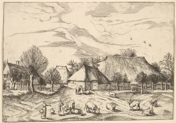 Maatilat, karja paimenet ja maitotytöt etualalla Multifariarum casularu..., 1559-61.