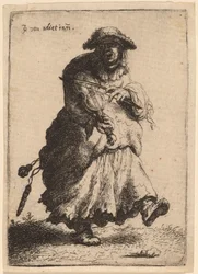 Kerjäläinen nainen soittaa viulua