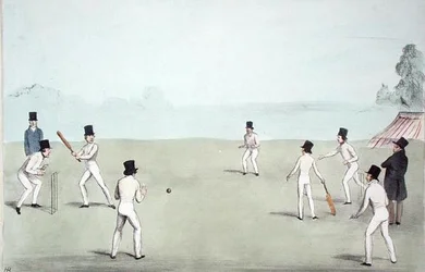 Vacation Amusement, nro 3 (Cricket – A Long Innings) (HB Sketches No. 653), julkaistu 3. lokakuuta 1840 (värilitho)