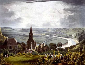 Roboise, "Views on the Seine", kaiverrus Daniel Havell (1785-1826), julkaissut R. Ackermann 1821 (väri litho)