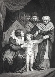 Elizabeth Woodville luovuttaa poikansa (litho)