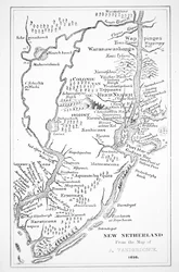 Siirtomaa-Amerikka: Hollannin Uuden Alankomaiden siirtomaa (litho)