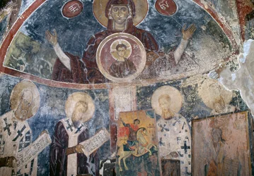 Freskot bysanttilaisessa Agios Georgioksen kirkossa, Vathissa, Kreetalla, Kreikassa (kuva)