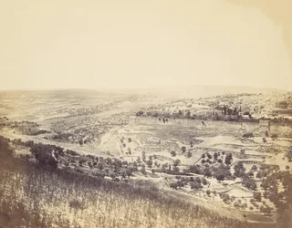 Getsemanen puutarha ja näkymä Jerusalemiin, 1860-luku.