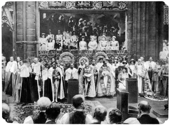 Yrjö V:n kruunajaisseremonia, Westminster Abbey, Lontoo, 22. kesäkuuta, 1911