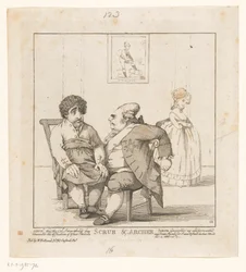 Spotprent: Charles Fox ja Frederick North, 1783 Scrub & Archer (otsikko esineessä)