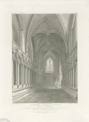 Lichfieldin katedraalin sisustus - Kapitaalitalon eteinen: kaiverrus, nd [c 1819] (painettu)