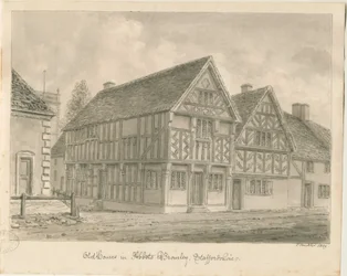 Abbots Bromley Old Houses: seepiapiirustus, 1839