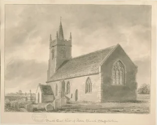 Acton Trussell Church: seepiapiirustus, 1841