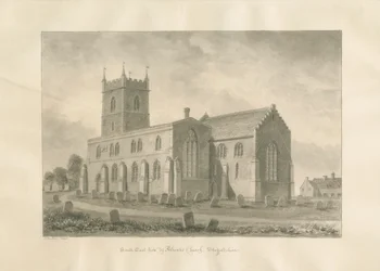 Alrewasin kirkko: seepiapiirros, 1848