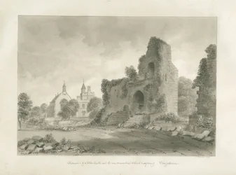 Alton Castle ja "New Conventual School": seepiapiirustus, 1847