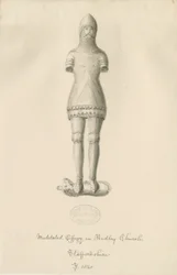 Audley Monuments - "Audley Knight": seepiapiirustus, 1840