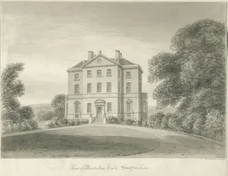 Barlaston Hall: seepiapiirustus