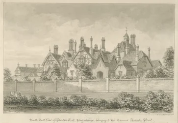 Barton Under Needwood - "Barton Hall": seepiapiirustus, 1839