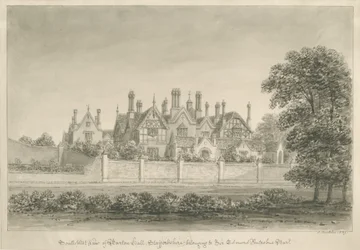 Barton Under Needwood - "Barton Hall": seepiapiirustus, 1839