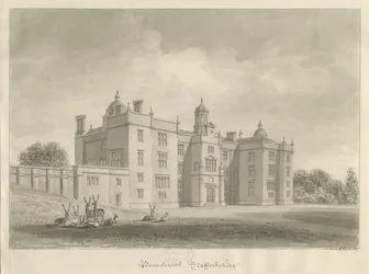 Beaudesert Hall ja Park: seepiapiirustus