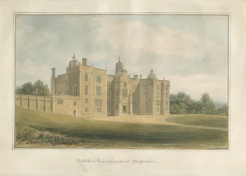 Beaudesert Hall and Park: akvarellimaalaus, 1824