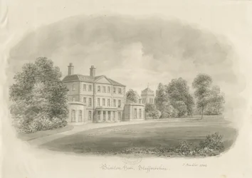 Bishton Hall: seepiapiirustus