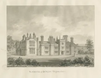 Blithfield Hall: seepiapiirustus, 1823