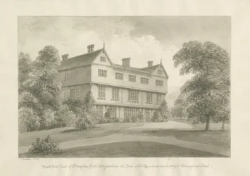 Broughton Hall: seepiapiirustus, 1848