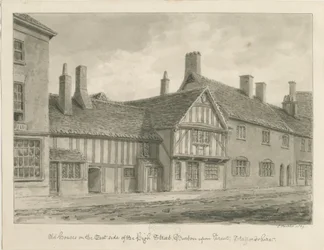 Burton-upon-Trent - Vanhat talot High Streetillä: seepiapiirros