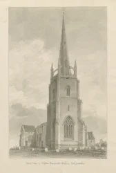 Clifton Campville Church: seepiapiirustus, 1838