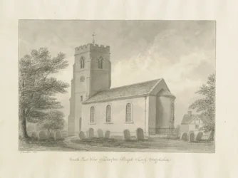 Drayton Bassett Church: seepiapiirustus, 1848