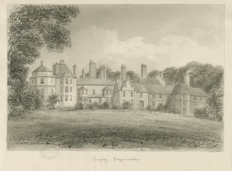Hagley Hall: seepiapiirustus, 1814