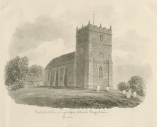 High Offley Church: seepiapiirustus, 1843