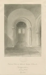 Church Eaton Churchin sisätilat: seepiapiirustus
