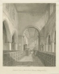 Eccleshallin kirkon sisustus: seepiapiirustus, 1842