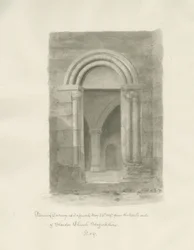 Standonin kirkon sisätilat: seepiapiirustus, 24.5.1847 (piirustus)