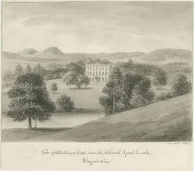 Purjo - Ball Haye Hall: seepiapiirustus, 1844