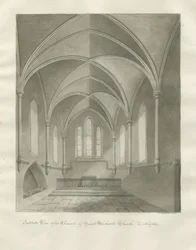 Lichfield - Pyhän Mikaelin kirkon sisustus: seepiapiirustus