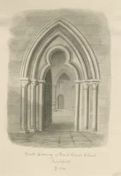Lichfield - St. Chadin kirkon eteläinen portti: seepiapiirros
