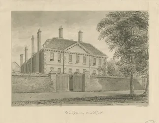 Lichfield - The Deanery in The Close: seepiapiirustus, 1838