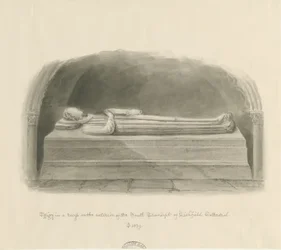 Lichfield Cathedral - Effigy [tuntematon henkilö]: seepiapiirros
