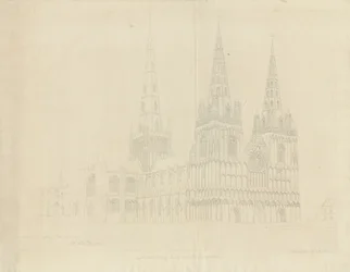 Lichfieldin katedraali - Luoteisnäkymä: etsaus, 1807