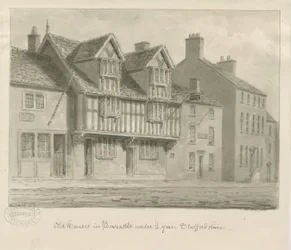 Newcastle-under-Lyme - Vanhat talot: seepiapiirros, 1840