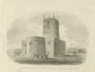 Newcastle-under-Lyme - "St. Giles the Abbot" (Vanha kirkko): seepiapesupiirros.