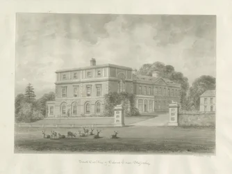 Okeover Hall: seepiapesupiirustus, 1847