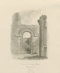 Ranton Abbey [Priory] - Oviaukon jäänteet: seepiapiirros