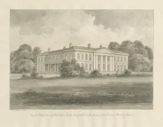 Rolleston Hall: seepiapiirustus